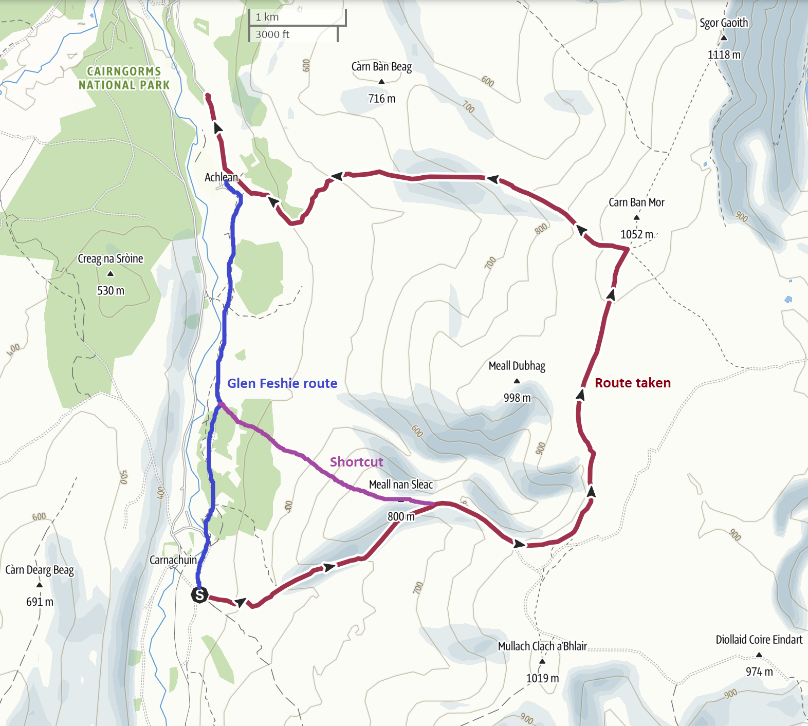 Map of the Moine Mhòr plateau, Cairngorms