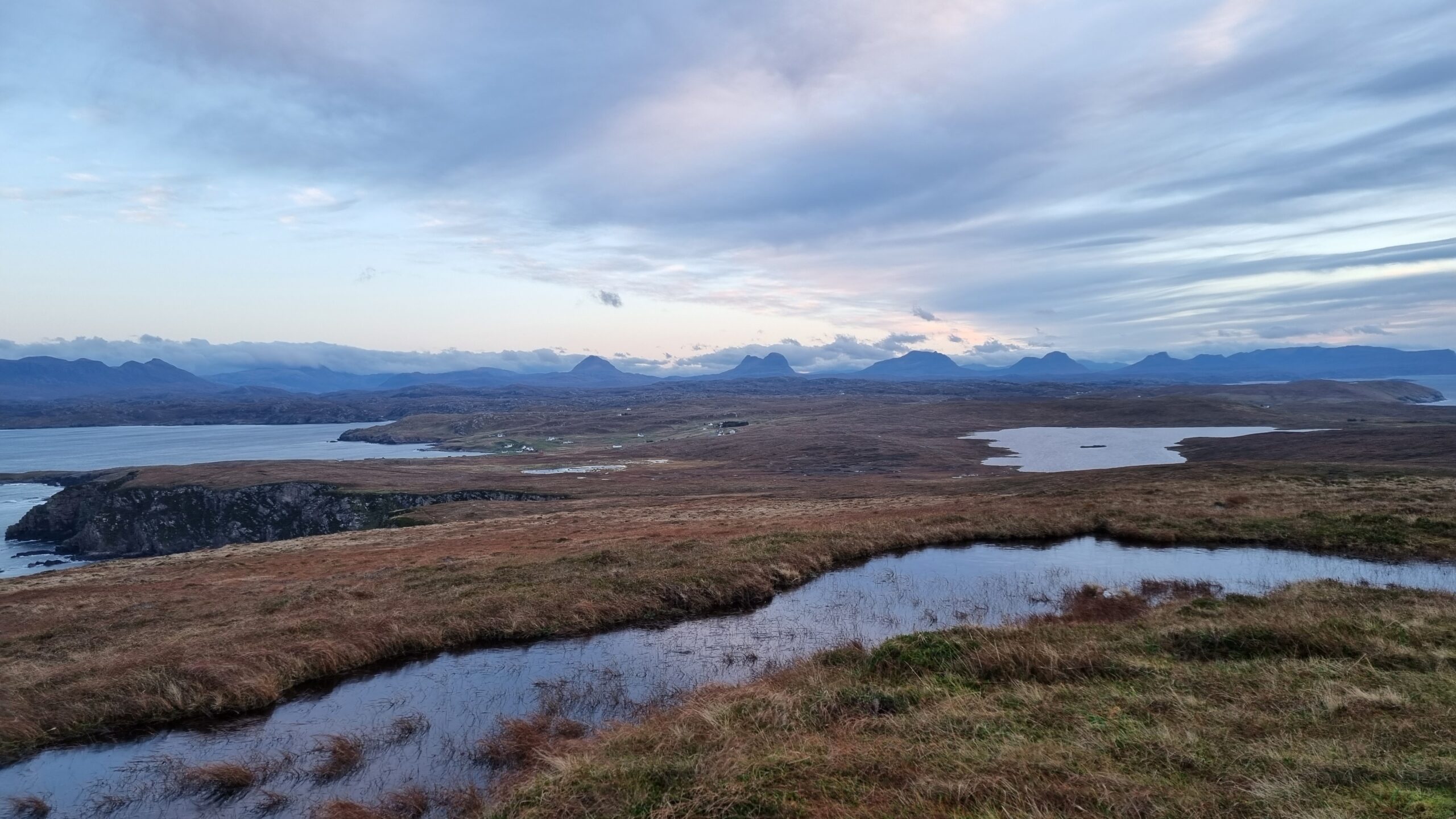 Panaromic view over the hills of Assynt from Sìthean Mòr, Stoer Peninsula