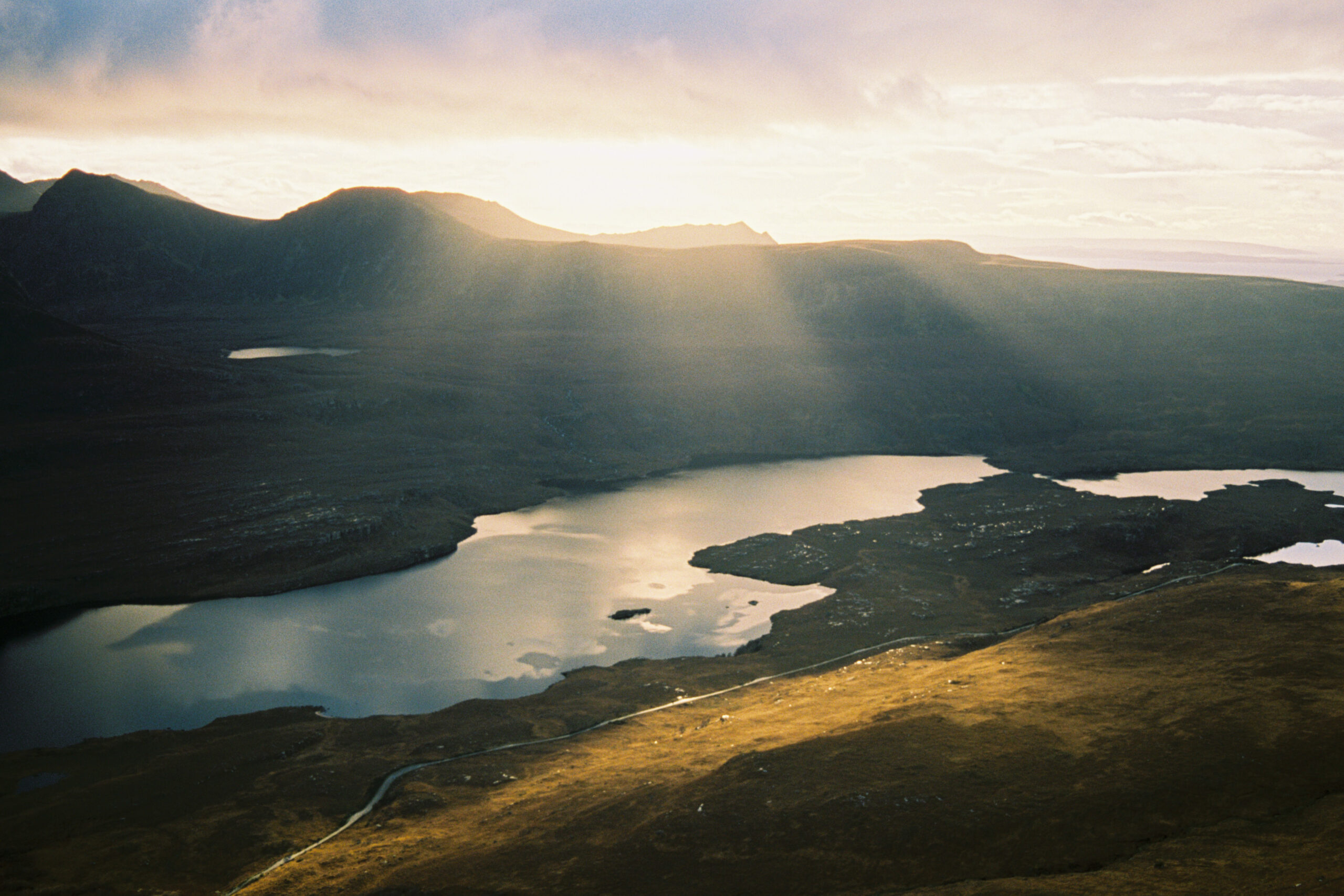 Sunbeams over Coigach from Stac Pollaidh