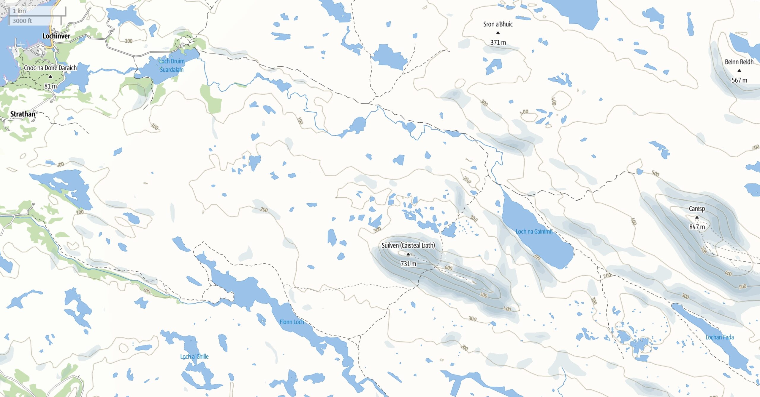 Map of Suilven area, Assynt, Scotland