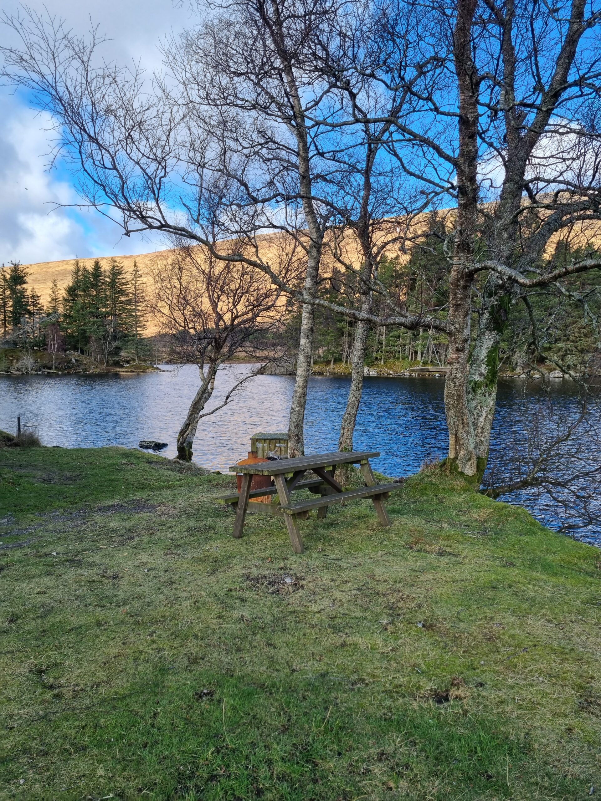 On the lakeside of Loch Ossian in the Scottish Highlands