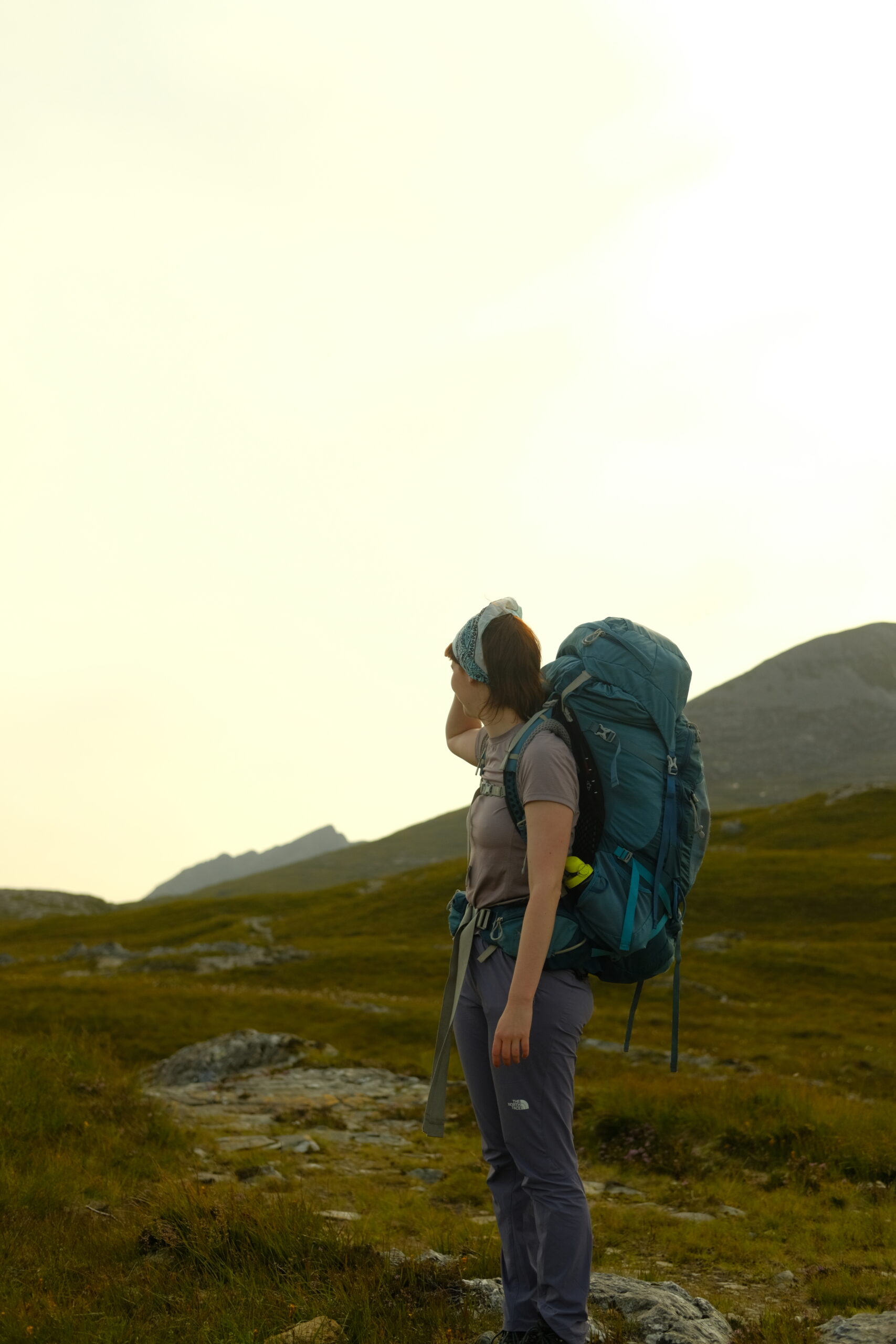 A hiker looking out over the moors, Fisherfield Forest, Scottish Highlands