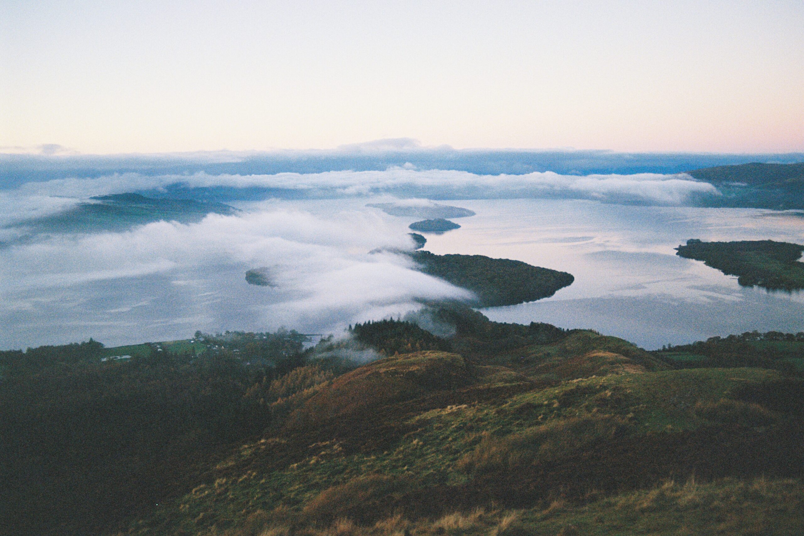 Sunrise and cloud inversion over Loch Lomond