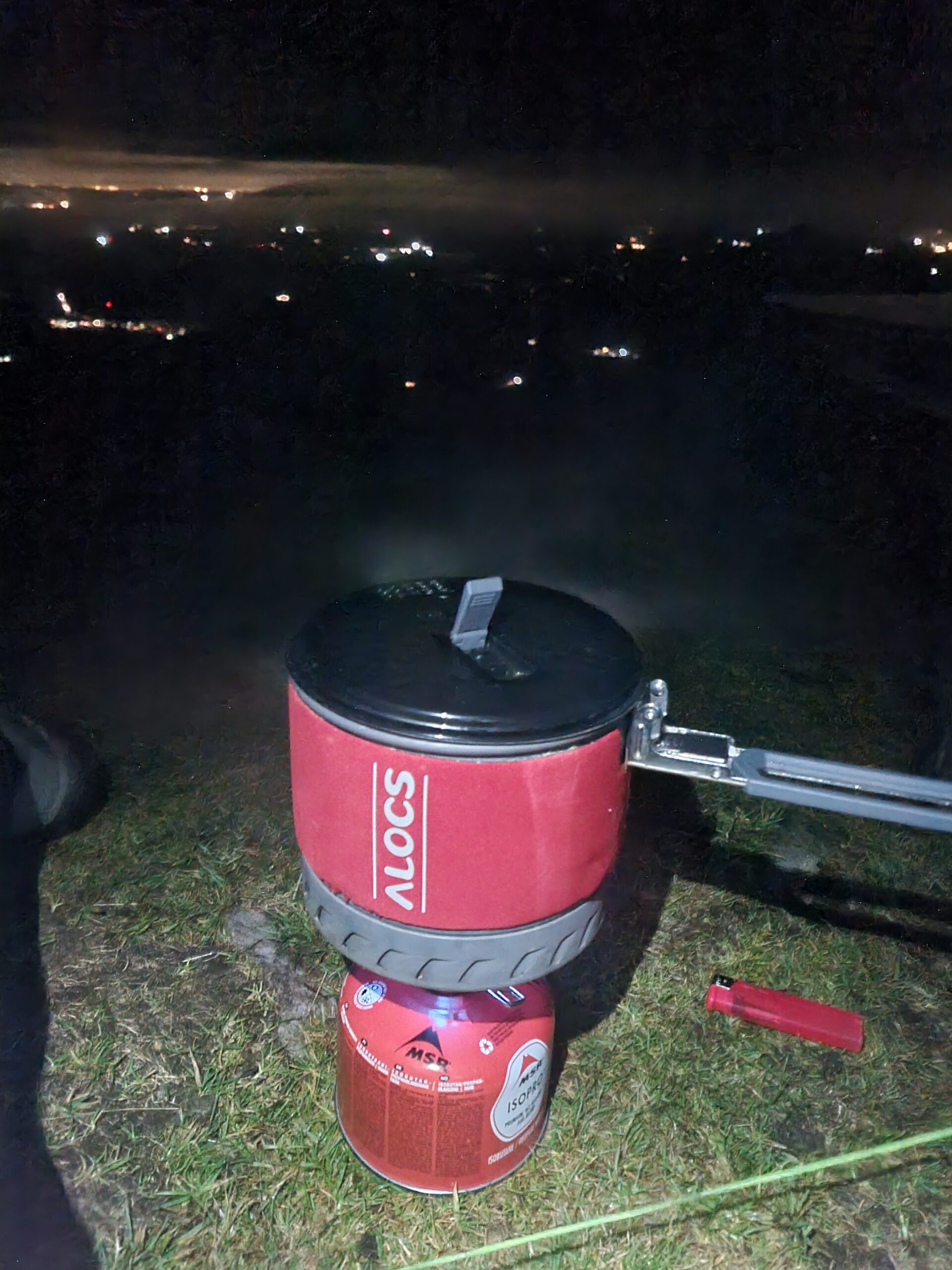 A camping stove on the top of Conic Hill, Scotland
