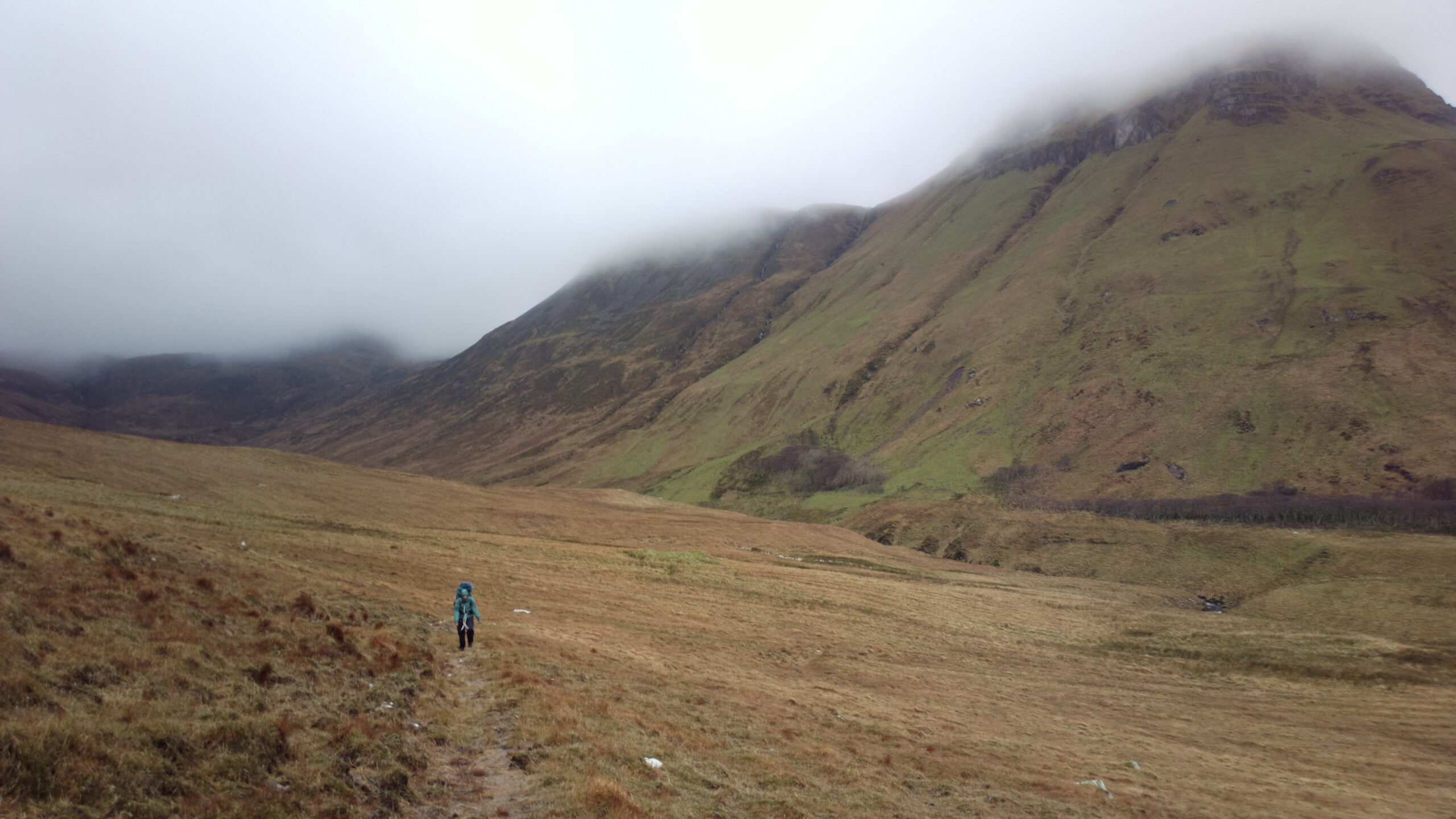 Hiker near Bloodstone Hill, Rùm, Scotland